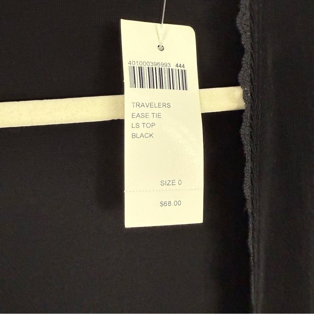 Chico's Cardigan Womens Small Tie Front Lace Trim Long Sleeve Black Top Stretch - Picture 7 of 9